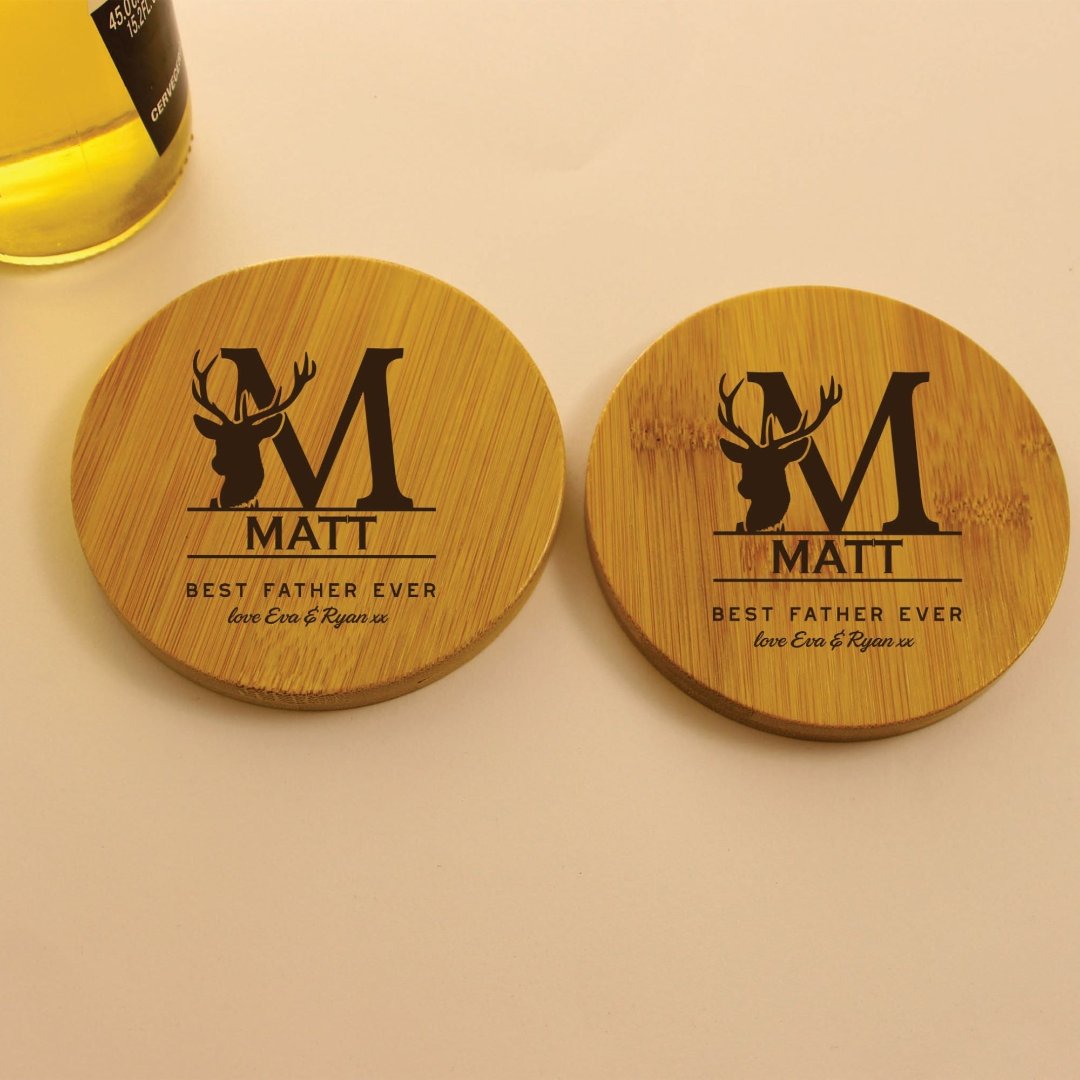 Personalised Dad Bamboo Coaster - Set of 2