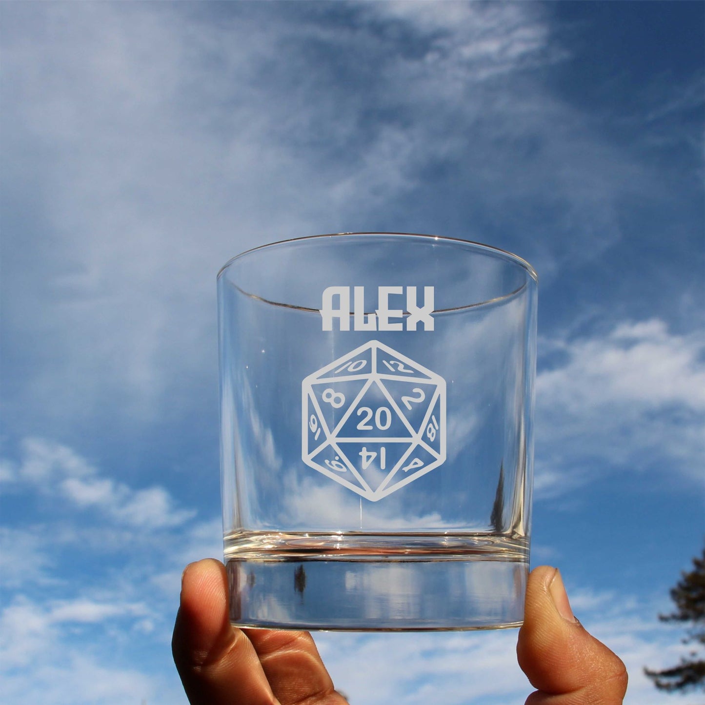 Custom D20 Whisky glass gift