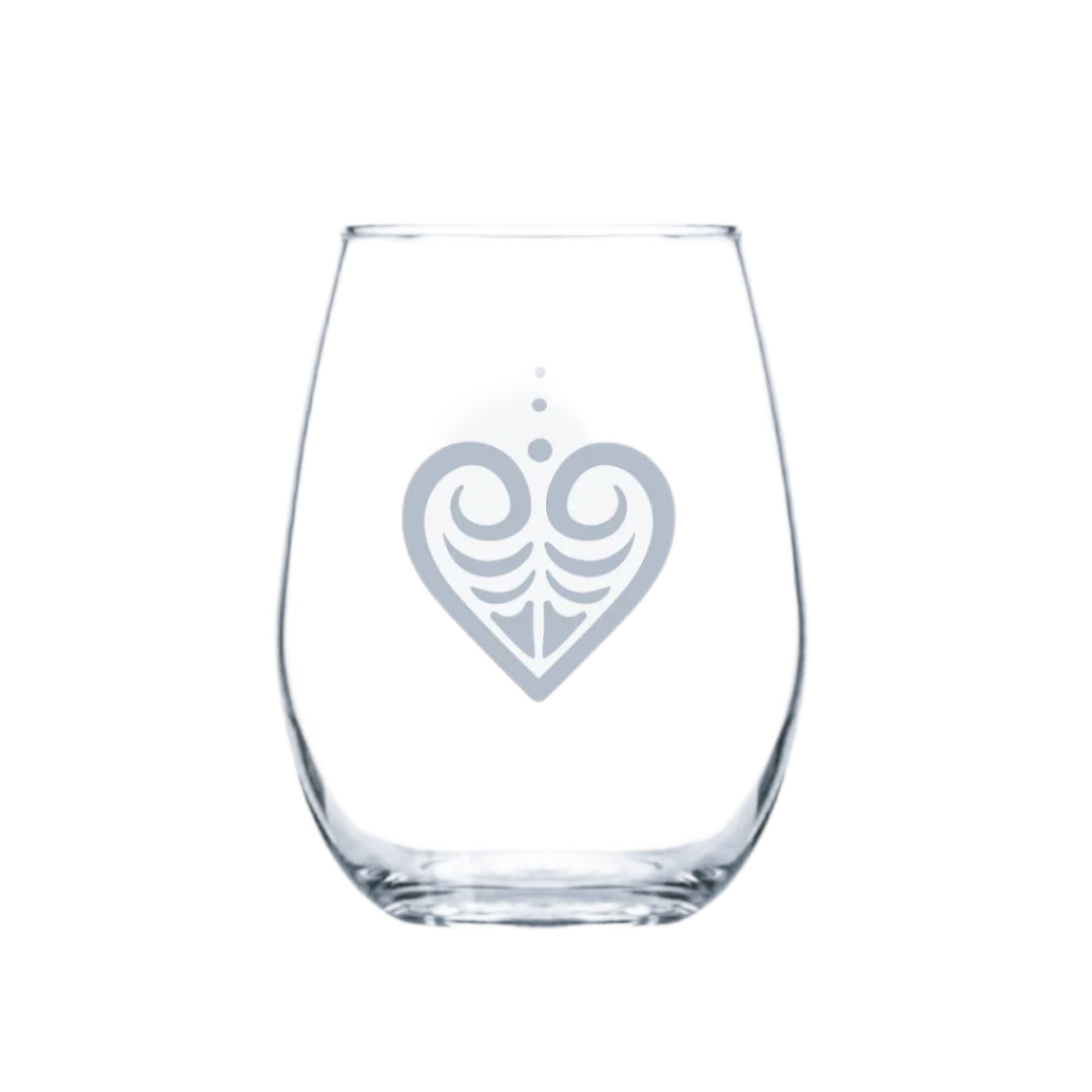 Etched Stemless Wine Glass