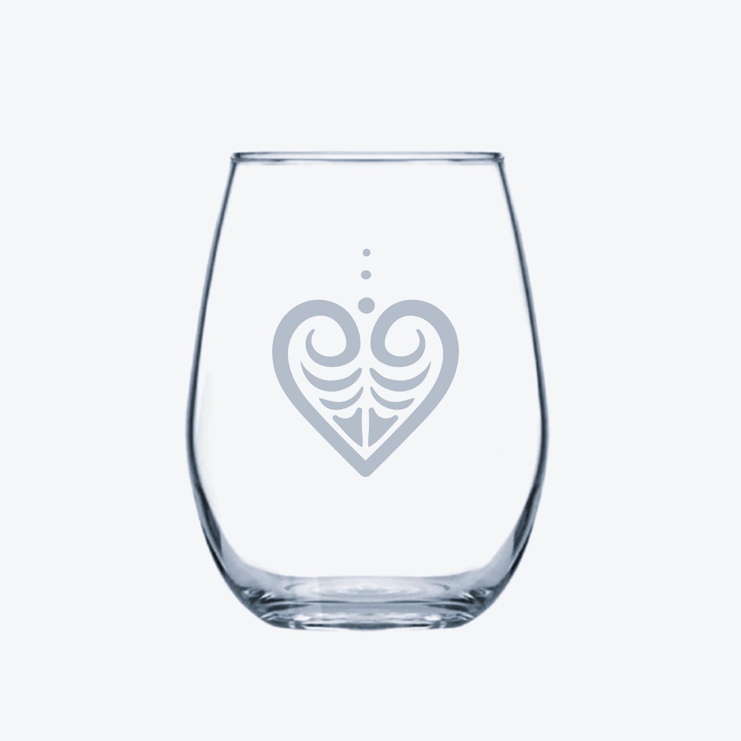 Etched Stemless Wine Glass