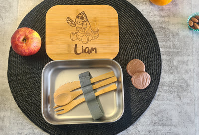 Personalised Lunch Box With Cutlery- Stainless Steel