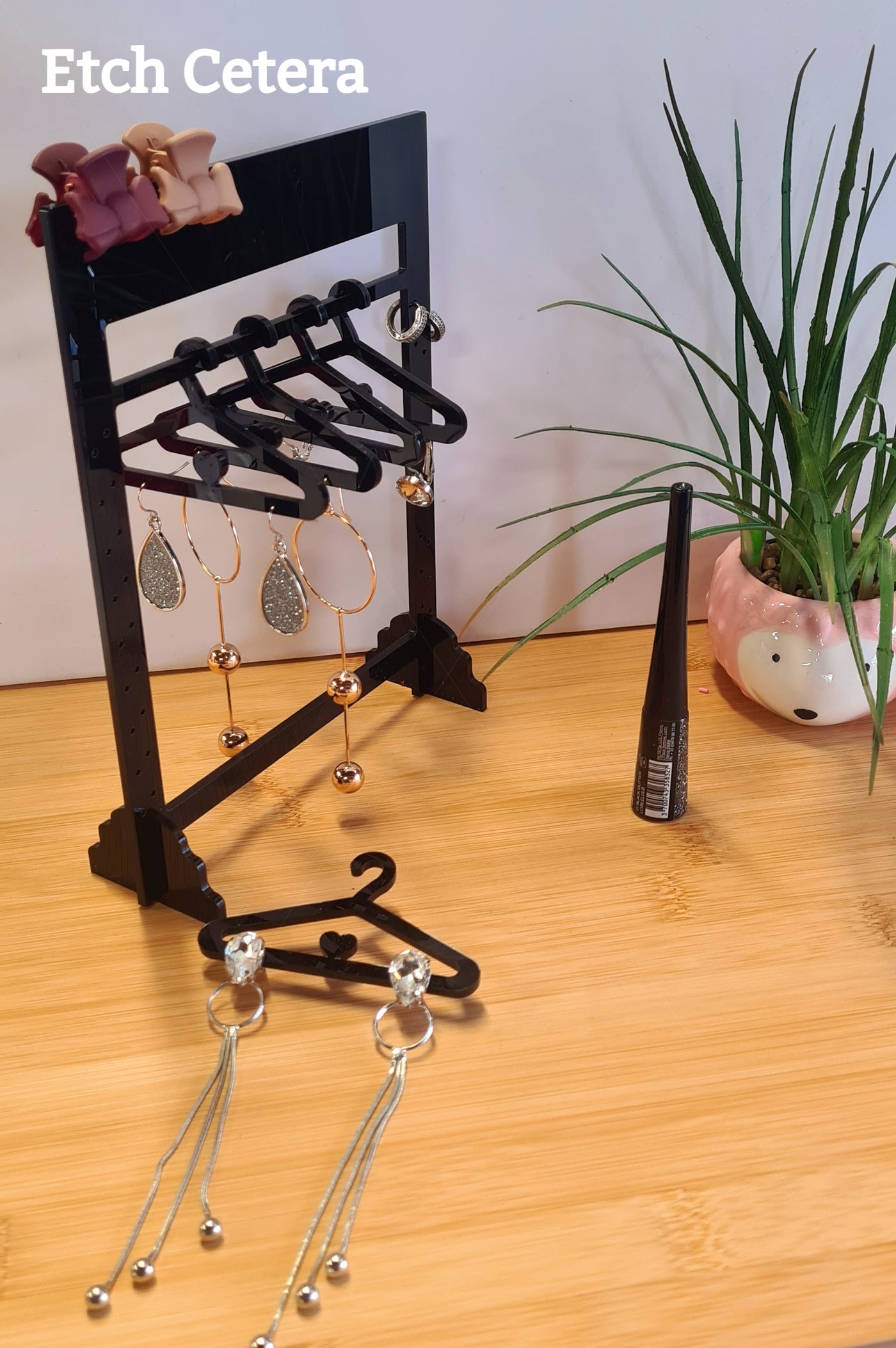 Personalised Earring Stand - Closet Style with Hangers - Etch Cetera 